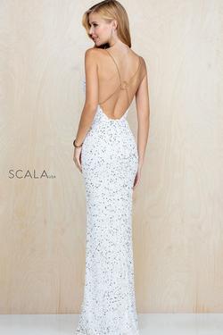 Style 60218 Scala White Size 4 Sequin Cut Out Side slit Dress on Queenly