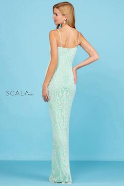 Style 60263 Scala Green Size 16 Sequin Mint Prom Side slit Dress on Queenly