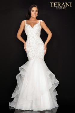 Style 2011P1146 Terani Couture White Size 4 Pageant Showstopper Mermaid Dress on Queenly