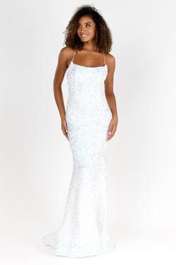 Style 8828 Vienna White Size 00 Spaghetti Strap Sequin Cut Out Straight Dress on Queenly