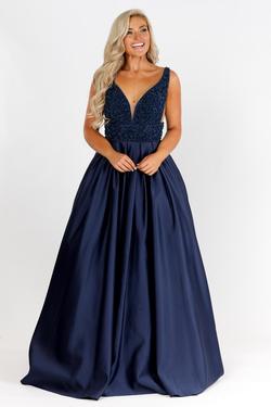 Style 7802 Vienna Blue Size 16 Plus Size Pageant A-line Dress on Queenly