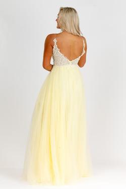 Style 7848 Vienna Yellow Size 00 Pageant Sheer Side slit Dress on Queenly