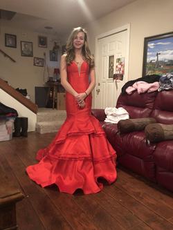 Jovani Red Size 0 Pageant Military Mermaid Dress on Queenly