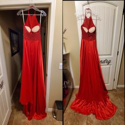 Sherri Hill Red Size 6 Sheer Side slit Dress on Queenly