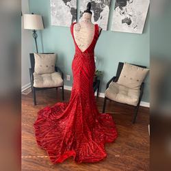 Jovani Red Size 6 Sequin Mermaid Dress on Queenly
