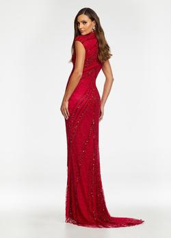 Style 1624 Ashley Lauren Red Size 6 Fitted Cap Sleeve Side slit Dress on Queenly