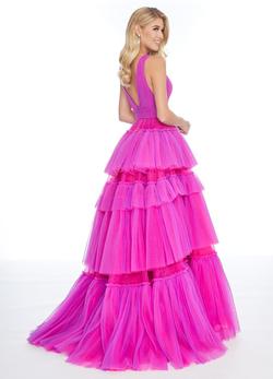 Style 1749 Ashley Lauren Hot Pink Size 2 Plunge Ball gown on Queenly
