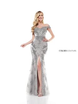 Style J131 Colors Silver Size 0 Lace Sequin Tulle Side slit Dress on Queenly