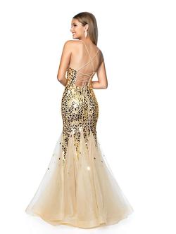 Style 20201 Blush Prom Gold Size 4 Prom Cut Out Mermaid Dress on Queenly