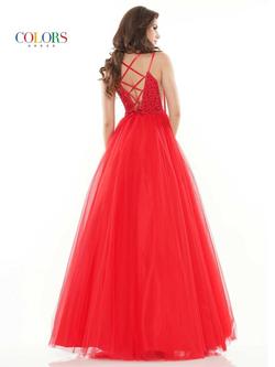 Style 2382 Blush Prom Red Size 14 Tulle Sheer Ball gown on Queenly