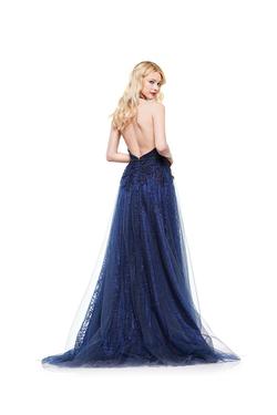 Style 2285 Blush Prom Blue Size 2 Navy Sequin Side slit Dress on Queenly