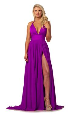 Style 2011 Johnathan Kayne Purple Size 4 Sorority Formal Train Side slit Dress on Queenly