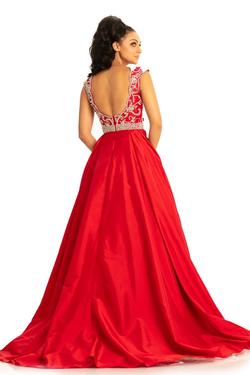 Style 9081 Johnathan Kayne Red Size 10 V Neck Pattern Sheer Prom A-line Dress on Queenly