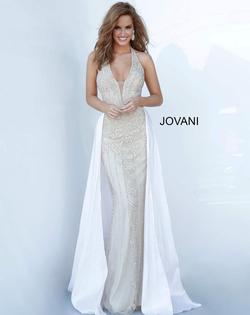 Style 3698 Jovani Nude Size 2 Train Straight Dress on Queenly