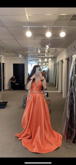 Sherri Hill Orange Size 4 Floor Length Sheri Hill Ball Gown Train Dress on Queenly