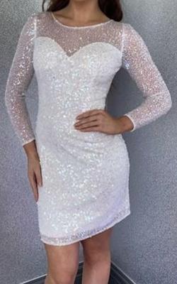 Ashley Lauren White Size 8 Sequin Cocktail Dress on Queenly