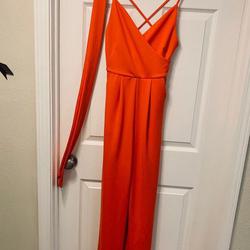 Charlotte Russe Orange Size 4 Spaghetti Strap Jumpsuit Dress on Queenly