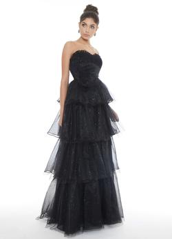 Style 1709 Ashley Lauren Black Size 6 Straight Dress on Queenly