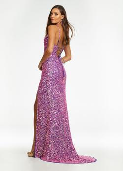 Style 11037 Ashley Lauren Purple Size 2 Side slit Dress on Queenly