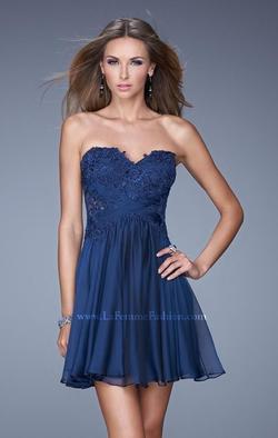 Style 20632 La Femme Blue Size 12 Plus Size Navy Cocktail Dress on Queenly