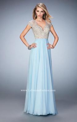 Style 21516-OUTLET La Femme Blue Size 10 Straight Dress on Queenly