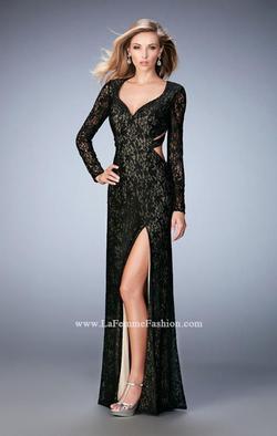 Style 22289- ORG $508- NO FURTHER DISCOUNT La Femme Black Size 2 Side slit Dress on Queenly