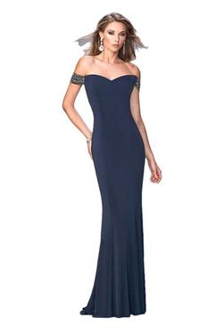 Style 22295 La Femme Blue Size 12 Plus Size Navy Straight Dress on Queenly