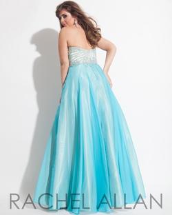 Style 7006 Rachel Allan Blue Size 18 Plus Size A-Line Dress on Queenly