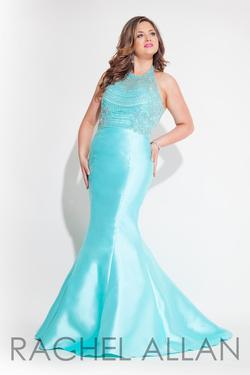 Style 7426 Rachel Allan Blue Size 20 Turquoise Plus Size Mermaid  Dress on Queenly