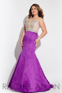 Style 7403 Rachel Allan Purple Size 24 Plus Size Mermaid  Dress on Queenly