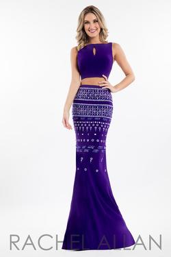 Style 7545-OUTLET Rachel Allan Purple Size 8 Mermaid  Dress on Queenly