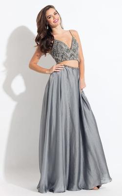 Style 6034 Rachel Allan Silver Size 14 Plus Size Straight Dress on Queenly