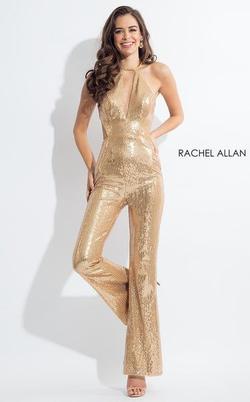 Style 4612 Rachel Allan Gold Size 4 Jumpsuit Dress on Queenly