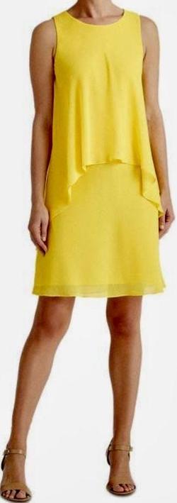 Ralph Lauren Yellow Size 6 $300 Boat Neck Straight Dress on Queenly