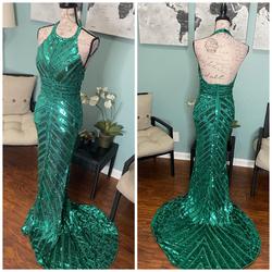 Sherri Hill Green Size 4 Pageant Mini Halter Mermaid Dress on Queenly