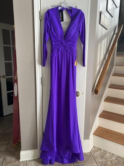 Sherri Hill Purple Size 10 Backless Long Sleeve Straight Dress on Queenly