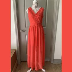 Charming Charlie Orange Size 6 Fitted Sheer A-line Dress on Queenly