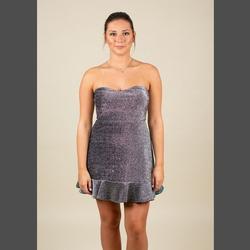 Topshop Silver Size 6 Midi Shiny Fitted Strapless Cocktail Dress on Queenly