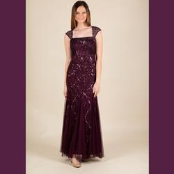 Adrianna Papell Purple Size 4 Black Tie $300 Fitted A-line Dress on Queenly