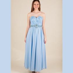 Riva Designs Blue Size 4 Polyester Fitted Feather A-line Dress on Queenly