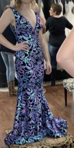 Johnathan Kayne Multicolor Size 0 Black Tie Mermaid Dress on Queenly