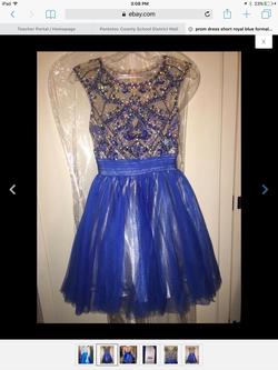 Splash Blue Size 0 Prom Sheer A-line Dress on Queenly