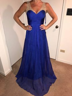 La Femme Blue Size 2 Floor Length Sweetheart A-line Dress on Queenly