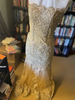 Cinderella Divine Nude Size 6 Strapless Sheer Straight Dress on Queenly