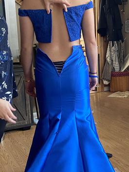 Ellie Wilde Blue Size 4 Black Tie Mermaid Dress on Queenly