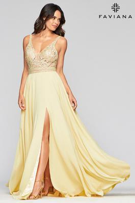 Faviana Yellow Size 4 Black Tie A-line Dress on Queenly