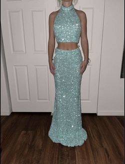 Sherri Hill Blue Size 4 Jewelled Sequin Mermaid Dress on Queenly
