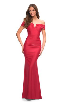 Style 30582 La Femme Red Size 6 Wedding Guest Bridesmaid Straight Dress on Queenly