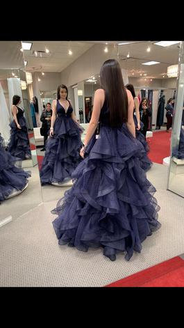 Sherri Hill Blue Size 0 V Neck Pageant Ball gown on Queenly