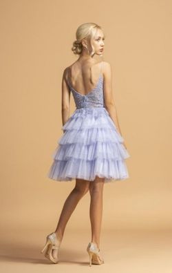 Style Cedar Aspeed Design Blue Size 10 V Neck Tulle Mini Cocktail Dress on Queenly
